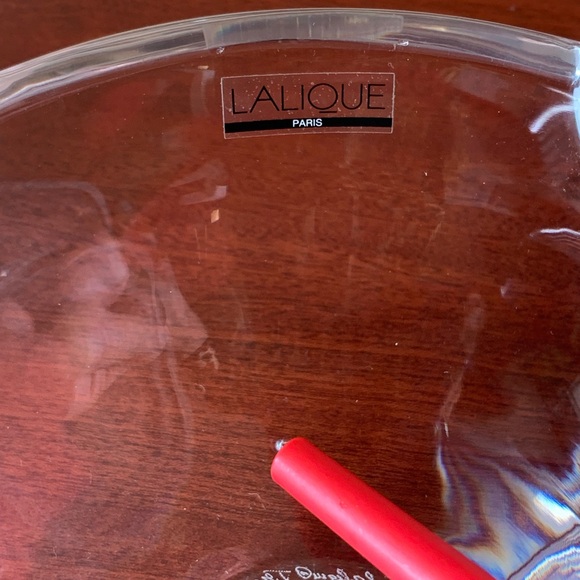 LALIQUE fruit bowl with double orchid L12.5”,D8.5”,H5 1/4”Signed Lalique France - Picture 12 of 12